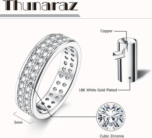 THUNARAZ 18K مطلية بالذهب خواتم أنيقة مكدسة للنساء مجموعات خواتم أنيقة قابلة للتكديس للنساء الذهب مكعب زركونيا خواتم الإبهام الذهب والفضة غير تشويه عصابات الزفاف وعد التراص خاتم المجوهرات in Kuwait