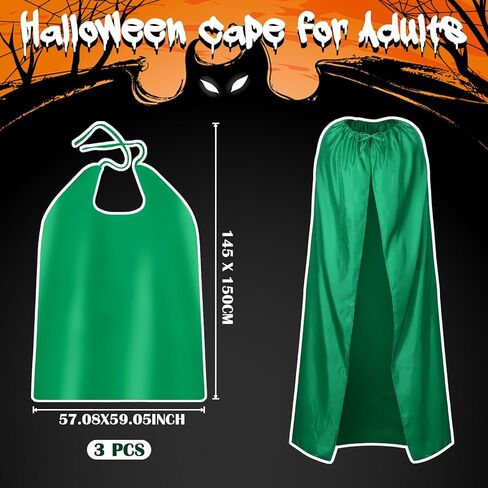 Hercicy 3 عبوات من قبعات الساحرات الخضراء للهالوين للكبار الساحرات عباءات الهالوين مصاصي الدماء للنساء والرجال الهالوين التنكرية لتزيين حفلات الكرنفال in Kuwait