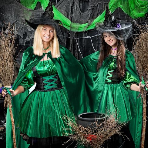 Hercicy 3 عبوات من قبعات الساحرات الخضراء للهالوين للكبار الساحرات عباءات الهالوين مصاصي الدماء للنساء والرجال الهالوين التنكرية لتزيين حفلات الكرنفال in Kuwait