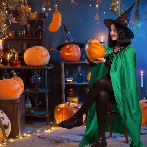 Hercicy 3 عبوات من قبعات الساحرات الخضراء للهالوين للكبار الساحرات عباءات الهالوين مصاصي الدماء للنساء والرجال الهالوين التنكرية لتزيين حفلات الكرنفال in Kuwait