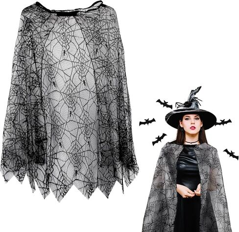 Halloween Spiderweb Cape for Halloween Cosplay Birthday Party Decoration Spider Web Cape for Women Unisex Adult Masquerade in Saudi Arabia