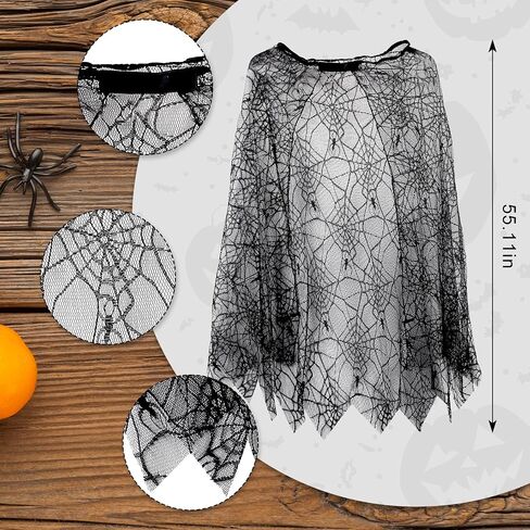 Halloween Spiderweb Cape for Halloween Cosplay Birthday Party Decoration Spider Web Cape for Women Unisex Adult Masquerade in Saudi Arabia