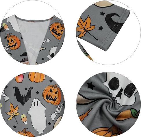 FASHGL Halloween Cardigan for Women Pumpkin Face Print Tunic Shirt Spooky Season Lightweight Long Sleeve Cardigans in Kuwait