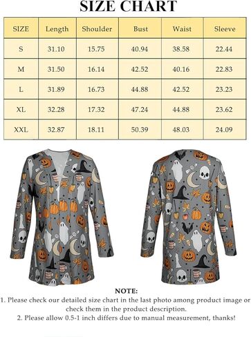 FASHGL Halloween Cardigan for Women Pumpkin Face Print Tunic Shirt Spooky Season Lightweight Long Sleeve Cardigans in Kuwait