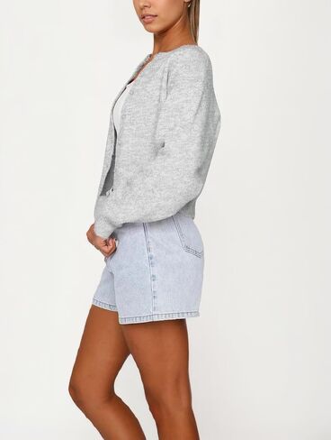 المرأة عادية مفتوحة الجبهة زر أسفل اقتصاص سترة البلوزات Y2k Crewneck كم طويل الخريف تريكو الملابس في سن المراهقة in Kuwait