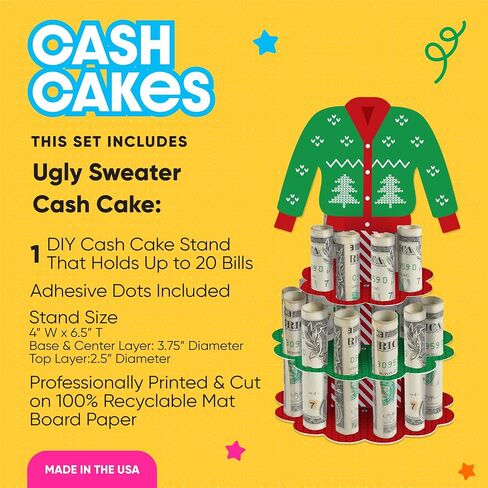 Big Dot of Happiness Ugly Sweater - DIY Holiday and Christmas Party Money Holder Gift - Cash Cake in Kuwait