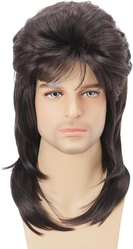 Mullet Wig 80s Men Wig,Punk Rocker Hair Party Daily Halloween Costumes Long Wigs in Saudi Arabia