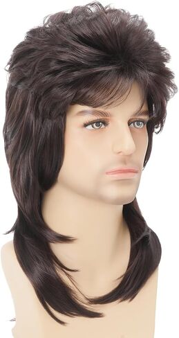 Mullet Wig 80s Men Wig,Punk Rocker Hair Party Daily Halloween Costumes Long Wigs in Saudi Arabia