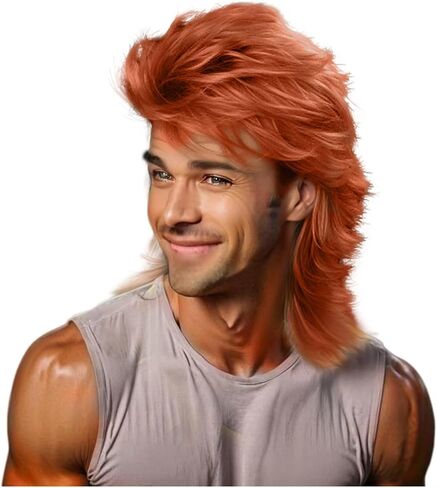 Mullet Wig 80s Men Wig,Punk Rocker Hair Party Daily Halloween Costumes Long Wigs in Saudi Arabia