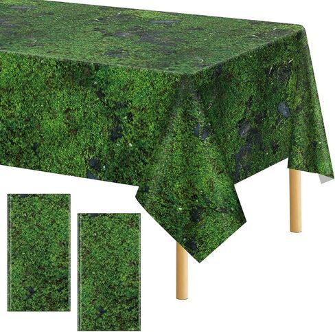 durony 2 Pieces Green Moss Pattern Plastic Tablecloth Green Leaves Tablecloth Waterproof Party Table Cover for Plants Nature Themed Party Table Decor, 108 x 54 Inch in Saudi Arabia