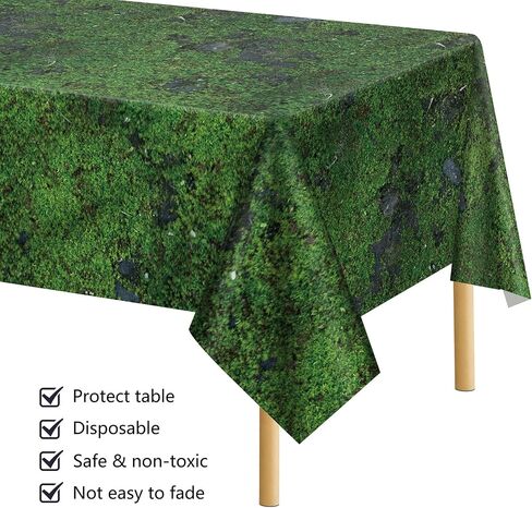 durony 2 Pieces Green Moss Pattern Plastic Tablecloth Green Leaves Tablecloth Waterproof Party Table Cover for Plants Nature Themed Party Table Decor, 108 x 54 Inch in Saudi Arabia