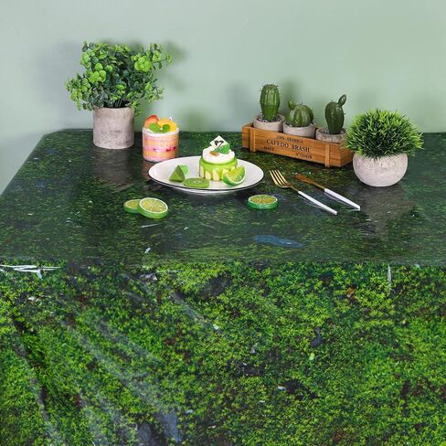 durony 2 Pieces Green Moss Pattern Plastic Tablecloth Green Leaves Tablecloth Waterproof Party Table Cover for Plants Nature Themed Party Table Decor, 108 x 54 Inch in Saudi Arabia