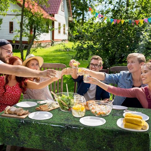 durony 2 Pieces Green Moss Pattern Plastic Tablecloth Green Leaves Tablecloth Waterproof Party Table Cover for Plants Nature Themed Party Table Decor, 108 x 54 Inch in Saudi Arabia