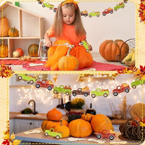32 Pcs Thanksgiving Unfinished Wooden Cutout Fall Truck Pumpkin Cutout Blank Truck Shape Wooden Ornament for DIY Thanksgiving Fall Party Decoration, 4 Styles in Kuwait