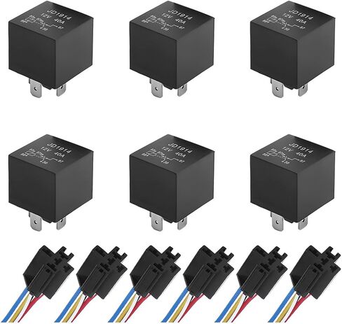 AICEL 6 Pcs 5-Pin 12V Relay Kit, 40 AMP Waterproof Relay and Harness Set, Automotive Relay with Interlocking Harness Socket Holder and Heavy-Duty Pigtail for Auto, Truck, Van, Boat (Plastic Back) in Saudi Arabia