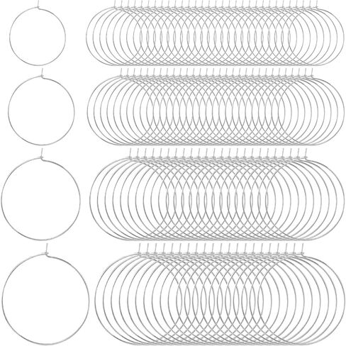 120PCS Earring Beading Hoops, 20/25/30/35mm Silver Earring Finding Rings Hypoallergenic, Open Hoop Round Earring Beading for DIY Jewelry Making Crafts for Women in Saudi Arabia