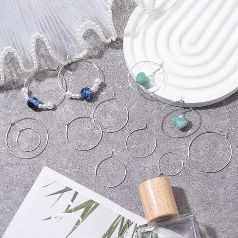 120PCS Earring Beading Hoops, 20/25/30/35mm Silver Earring Finding Rings Hypoallergenic, Open Hoop Round Earring Beading for DIY Jewelry Making Crafts for Women in Saudi Arabia