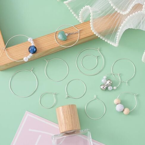 120PCS Earring Beading Hoops, 20/25/30/35mm Silver Earring Finding Rings Hypoallergenic, Open Hoop Round Earring Beading for DIY Jewelry Making Crafts for Women in Saudi Arabia