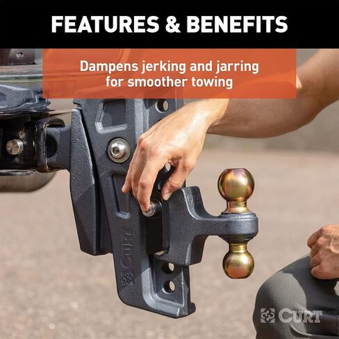 CURT 45951 Rebellion XD Adjustable Cushion Hitch Ball Mount, 2-Inch Receiver, 15,000 lbs, 6-Inch Drop, Black in Saudi Arabia