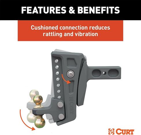 CURT 45951 Rebellion XD Adjustable Cushion Hitch Ball Mount, 2-Inch Receiver, 15,000 lbs, 6-Inch Drop, Black in Saudi Arabia