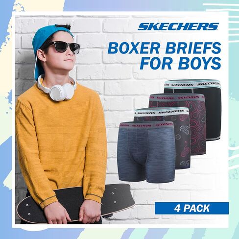 Sketchers Boys Underwear 4 Pack Boxer Briefs for Boys Durable Stretch Breathable Moisture Wicking in Kuwait
