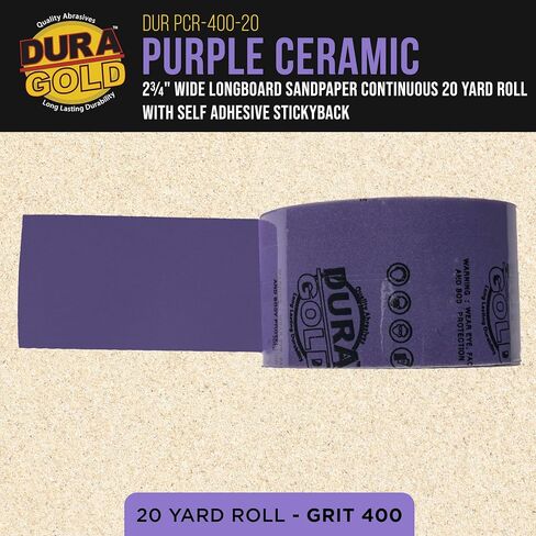 Dura-Gold Premium 150 Grit PSA Purple Film Ceramic Longboard Sandpaper, 2-3/4" Wide Continuous 20 Yard Roll - Self Adhesive Stickyback for Auto & Wood Air File Long Board Sanders, Hand Sanding Blocks in Saudi Arabia
