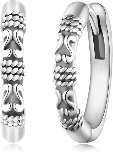 Viking Earrings 925 Sterling Silver Viking Runes Hoop Earrings Viking Jewelry Gifts for Men Women in Saudi Arabia