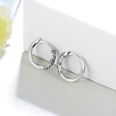 Viking Earrings 925 Sterling Silver Viking Runes Hoop Earrings Viking Jewelry Gifts for Men Women in Saudi Arabia