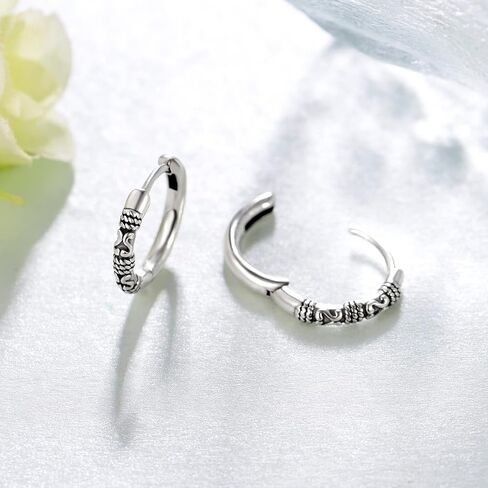 Viking Earrings 925 Sterling Silver Viking Runes Hoop Earrings Viking Jewelry Gifts for Men Women in Saudi Arabia