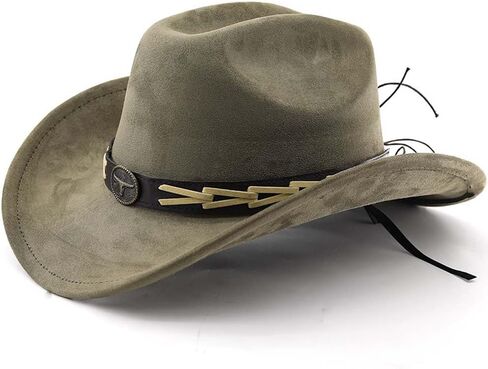Western Cowboy Hat for Women Men with Band Wide Brim Suede Cowboy Cowgirl Hat Western Style Hat in Saudi Arabia