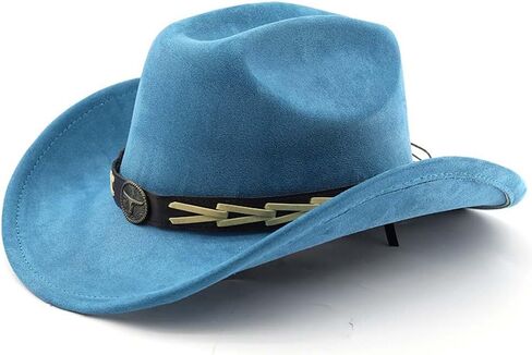 Western Cowboy Hat for Women Men with Band Wide Brim Suede Cowboy Cowgirl Hat Western Style Hat in Saudi Arabia