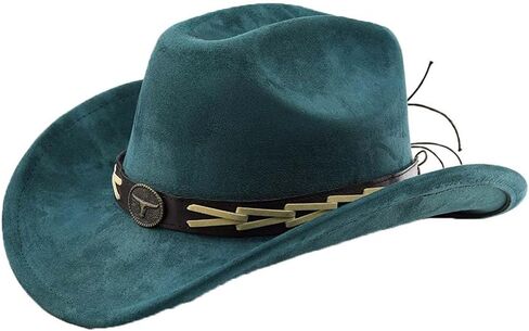 Western Cowboy Hat for Women Men with Band Wide Brim Suede Cowboy Cowgirl Hat Western Style Hat in Saudi Arabia