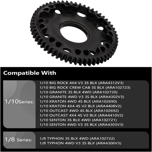 GLOBACT Steel 57T Spur Gear 0.8Mod ترس تفاضلي لـ 1/10 Arrma Senton Granite Big Rock Kraton Outcast 1/8 Typhon ترقية استبدال Arrma ARA310945 in Kuwait