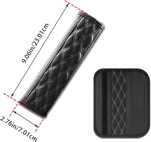 Car Seat Belt Pads, Harness Pad for All Cars and Backpack Straps,2 PCS Leather Seatbelt Covers Protect Your Neck and Shoulder & More Comfortable Driving, Car Interior Accessories (Black/Blue) in Saudi Arabia