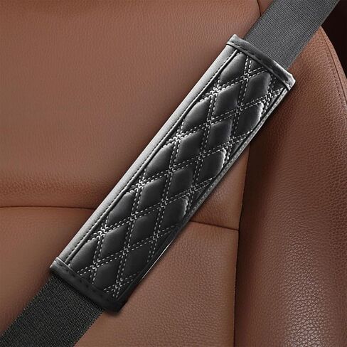 Car Seat Belt Pads, Harness Pad for All Cars and Backpack Straps,2 PCS Leather Seatbelt Covers Protect Your Neck and Shoulder & More Comfortable Driving, Car Interior Accessories (Black/Blue) in Saudi Arabia