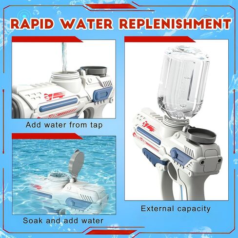 Electric Water Gun Pistol, Rechargeable Automatic Squirt Guns Up to 26 FT Range, One-Button Powerful Squirt Guns for Kids & Adults Summer Swimming Pool Party Beach Outdoor Activity, Blue in Saudi Arabia