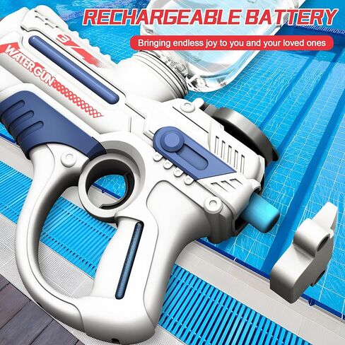 مسدس مياه كهربائي، مسدسات رش أوتوماتيكية قابلة لإعادة الشحن يصل مداها إلى 26 قدمًا، مسدسات رش قوية بزر واحد للأطفال والكبار في الصيف وحفلات السباحة والشاطئ والأنشطة الخارجية، أزرق in Kuwait