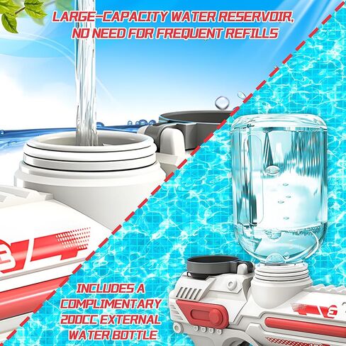 مسدس مياه كهربائي، مسدسات رش أوتوماتيكية قابلة لإعادة الشحن يصل مداها إلى 26 قدمًا، مسدسات رش قوية بزر واحد للأطفال والكبار في الصيف وحفلات السباحة والشاطئ والأنشطة الخارجية، أزرق in Kuwait