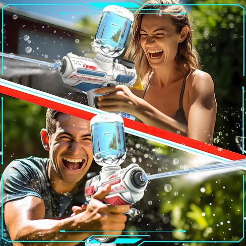Electric Water Gun Pistol, Rechargeable Automatic Squirt Guns Up to 26 FT Range, One-Button Powerful Squirt Guns for Kids & Adults Summer Swimming Pool Party Beach Outdoor Activity, Blue in Saudi Arabia