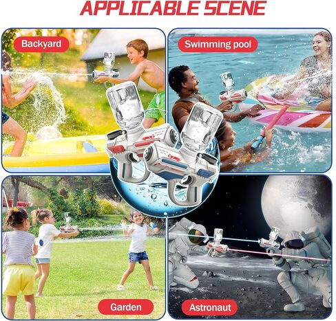 مسدس مياه كهربائي، مسدسات رش أوتوماتيكية قابلة لإعادة الشحن يصل مداها إلى 26 قدمًا، مسدسات رش قوية بزر واحد للأطفال والكبار في الصيف وحفلات السباحة والشاطئ والأنشطة الخارجية، أزرق in Kuwait