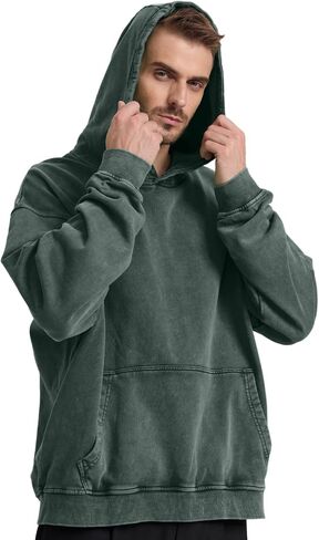 Mens Oversized Hoodie Couples Terry Heavyweight Hoodies Pullover Vintage Acid Wash Hoodie Sweatshirts Streetwear in Kuwait