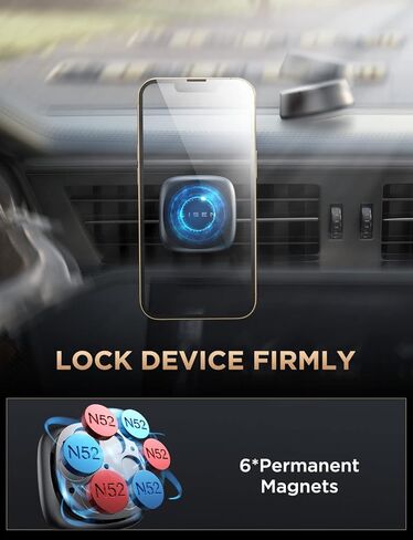حامل هاتف السيارة LISEN [6 مغناطيسات أقوى] حامل هاتف مغناطيسي للسيارة، حامل هاتف مغناطيسي 360 درجة متوافق مع iPhone 14/14 Pro Max/iPhone 13 in Kuwait