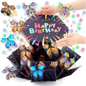 Flying Butterfly Surprise Gift Box, Large Birthday Explosion Gift Box with 12 Pcs Flying Butterfly, Exploding Butterfly Birthday Box, Exploding Surprise Birthday Gift Box for Any Age