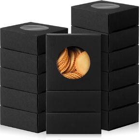 100 Pcs Soap Boxes Small Black Gift Packaging Small Candy Cookie Boxes with Window 3x3x1 Gift Wrappers for Homemade Making Party Favor Packaging