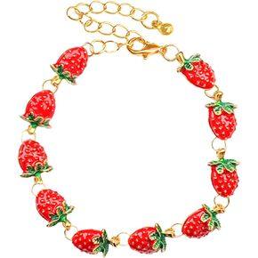 Strawberry Accessories Costume Strawberry Earrings/Necklace/Bracelet Cute Strawberry Cherry Jewelry for Women Strawberry Gifts for Women Christmas Gifts Strawberry Cherry Charm Stuff
