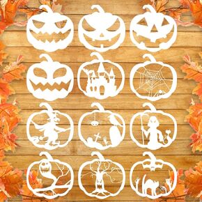 10in Halloween Pumpkins Carving Stencils，Reusable Halloween Drawing Stencils for DIY，Large Pumpkin Stencils，Halloween Drawing Stencils (Style A)