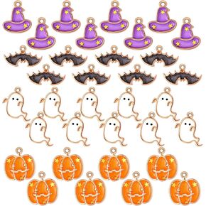 Hicarer 34 Pieces Halloween Charms Pendants Alloy Pumpkin Autumn Fall Jewelry Making Charms for Thanksgiving Party DIY Jewelry Necklace Bracelet Accessories Charms(Horror Style)