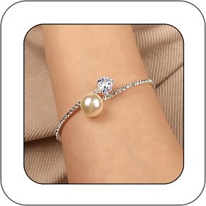 Sparkly Rhinestone Cuff Bangle Bracelet for Women Layered Crystal Half Open Cuff Tennis Wrist Bracelet Bridal Wedding Bracelet Jewelry in Saudi Arabia