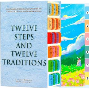 Index Tabs for Twelve Steps and Twelve Traditions(Book not Included), 28 Printed 1th Edition Color-Code and Laminated Tabs, with Page Markers and Alignment Guide