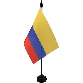Colombia Table Flag 4'' x 6'' - Colombian Desk Flag 15 x 10 cm - Black plastic stick and base - AZ FLAG